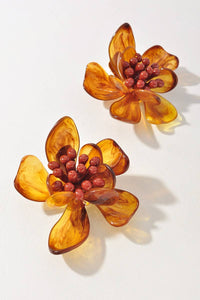 Isadora Earring Flower Statement Earrings - Brown-Hand In Pocket