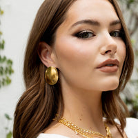 Vanessa Oval Statement Earring - Gold