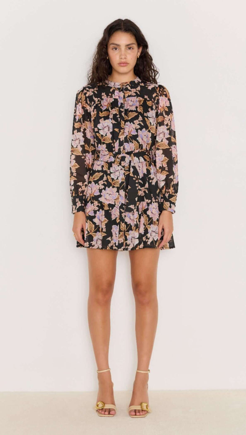MINKPINK Willow Belted Mini Dress- Floral-Hand In Pocket