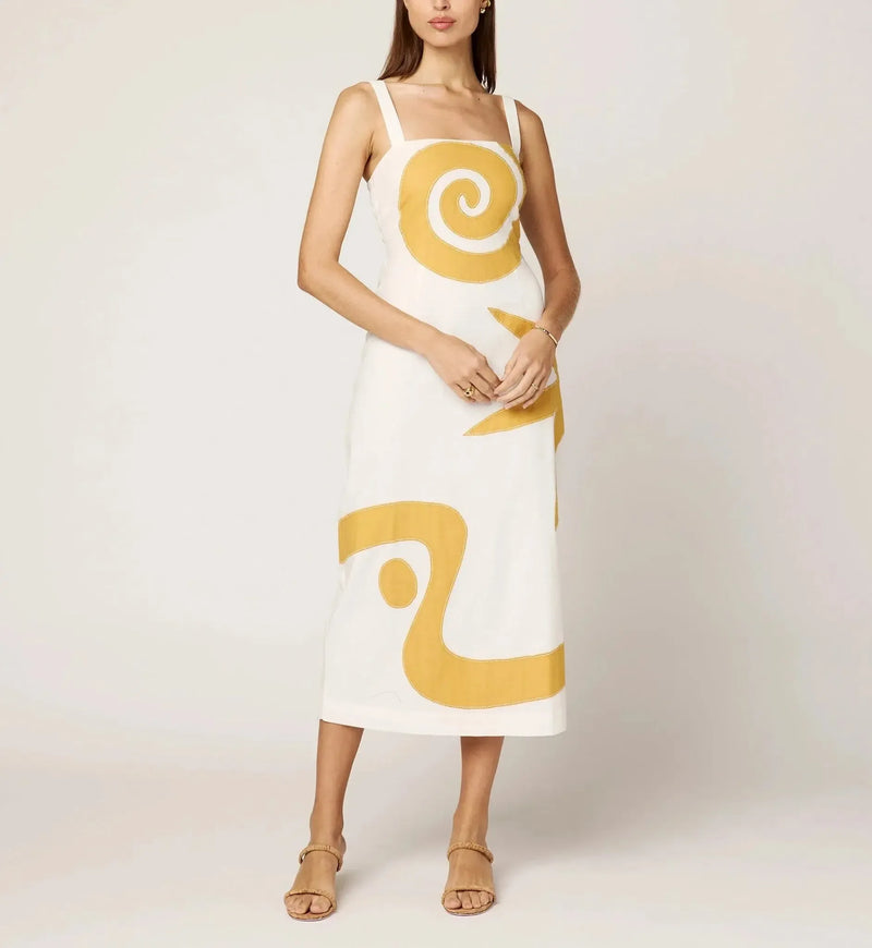 Cleobella Brie Midi Dress- Ivory-Hand In Pocket