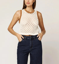 Cleobella Bronwyn Sweater Top- Ivory/Brown-Hand In Pocket