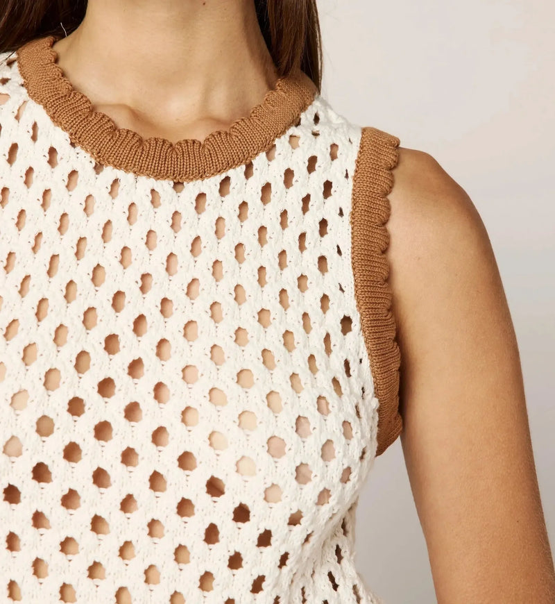 Cleobella Bronwyn Sweater Top- Ivory/Brown-Hand In Pocket
