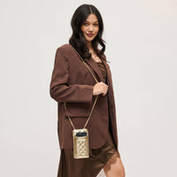 Brianna Cell Phone Crossbody - Polished Light Gold-Hand In Pocket