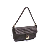 Gloria - Straw Crossbody: Chocolate-Hand In Pocket