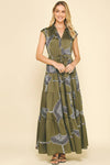 PRINT TIERED MAXI DRESS - 5176DC: MOCHA / S-Hand In Pocket