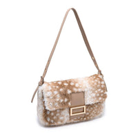 Beverly Faux Fur Crossbody: Fawn Natural-Hand In Pocket