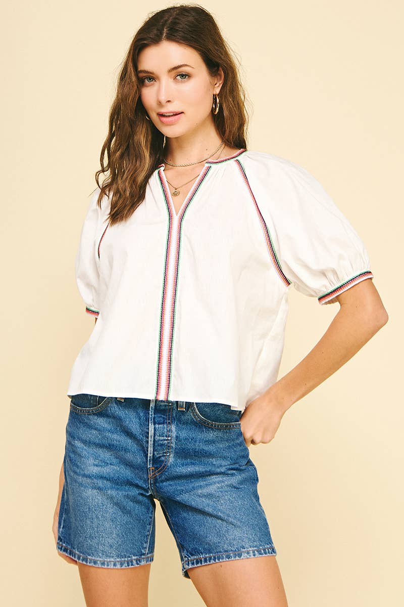 Tash stitched detailed blouse-Hand In Pocket