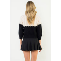 THML Corinne Contrast Yoke Knit Cardigan - Black-Hand In Pocket