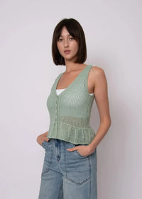 RD Style Malena Sleeveless Cardigan - Ivy-Hand In Pocket