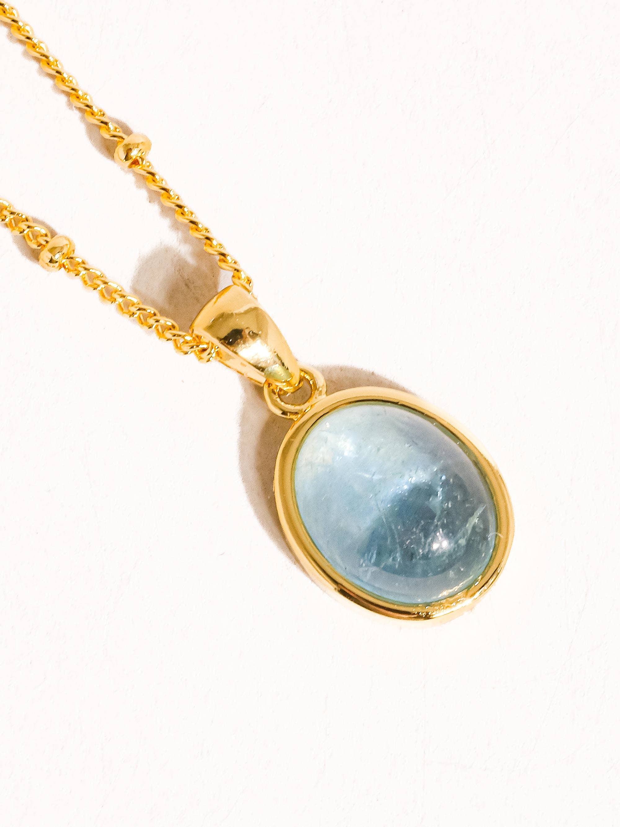 Caillou Natural Stone Necklace - Aquamarine-Hand In Pocket