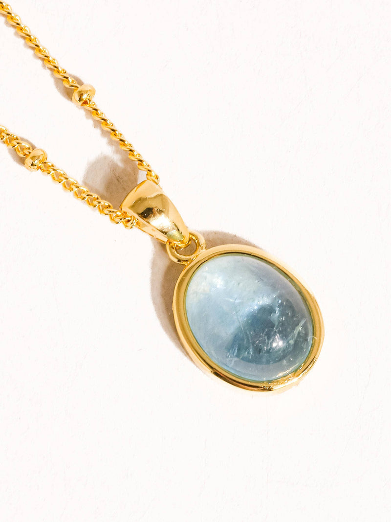 Caillou Natural Stone Necklace - Aquamarine-Hand In Pocket
