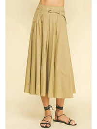 Monaco Khaki Skirt- Khaki-Hand In Pocket