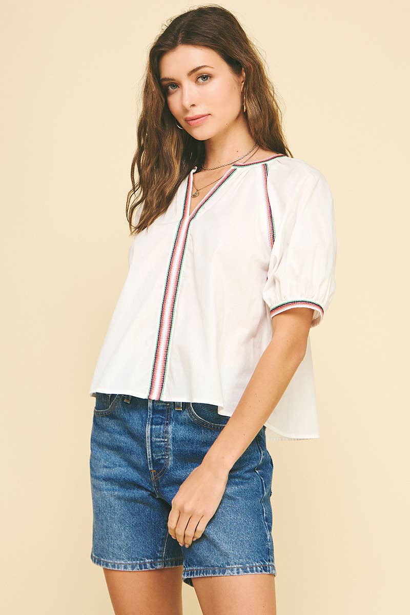 Tash stitched detailed blouse-Hand In Pocket