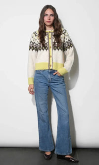 Greylin Quinn Fair Isle Cardigan - Oat/Lemon-Hand In Pocket