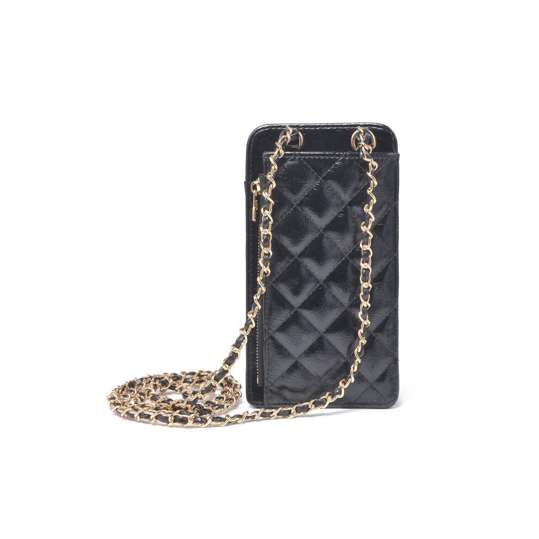 Brianna Cell Phone Crossbody - Polished Black-Hand In Pocket
