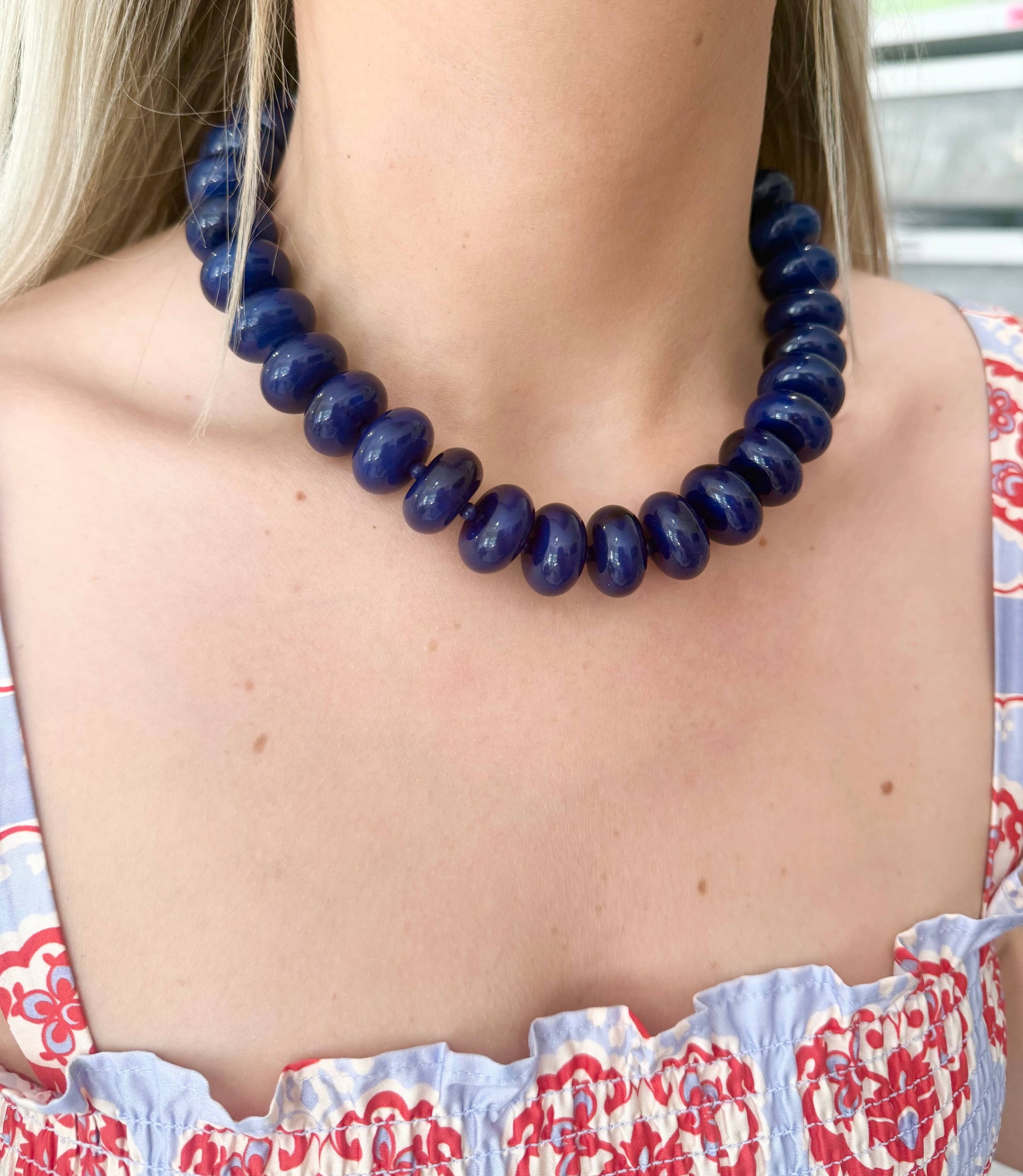 Bailey Chunky Beaded Necklace- Turquoise-Hand In Pocket
