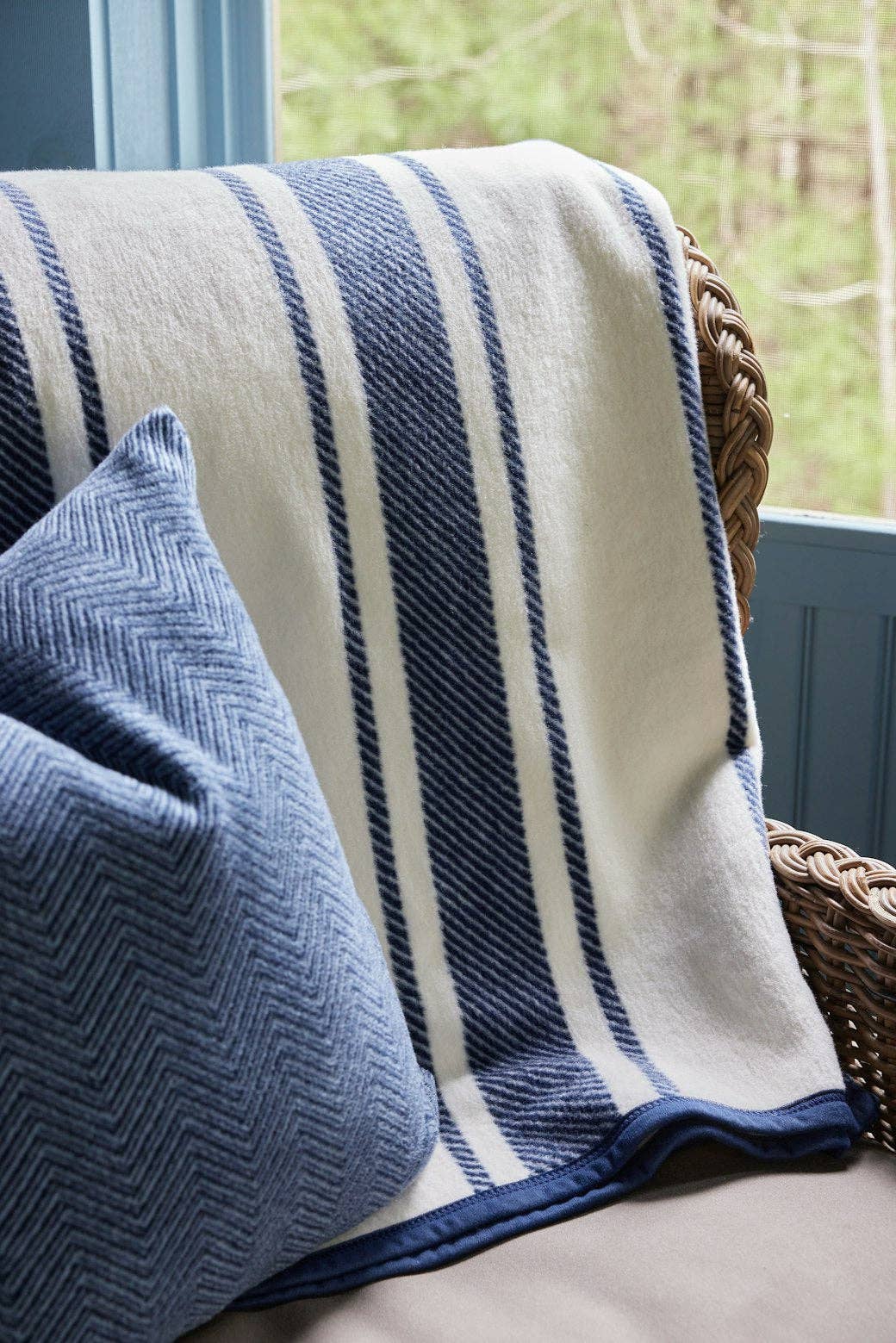 Dockside Stripe Navy Blanket: Original-Hand In Pocket