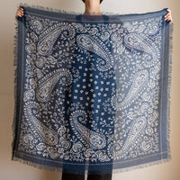 Oversize Fringe Bandana - Paisley in Navy-Hand In Pocket