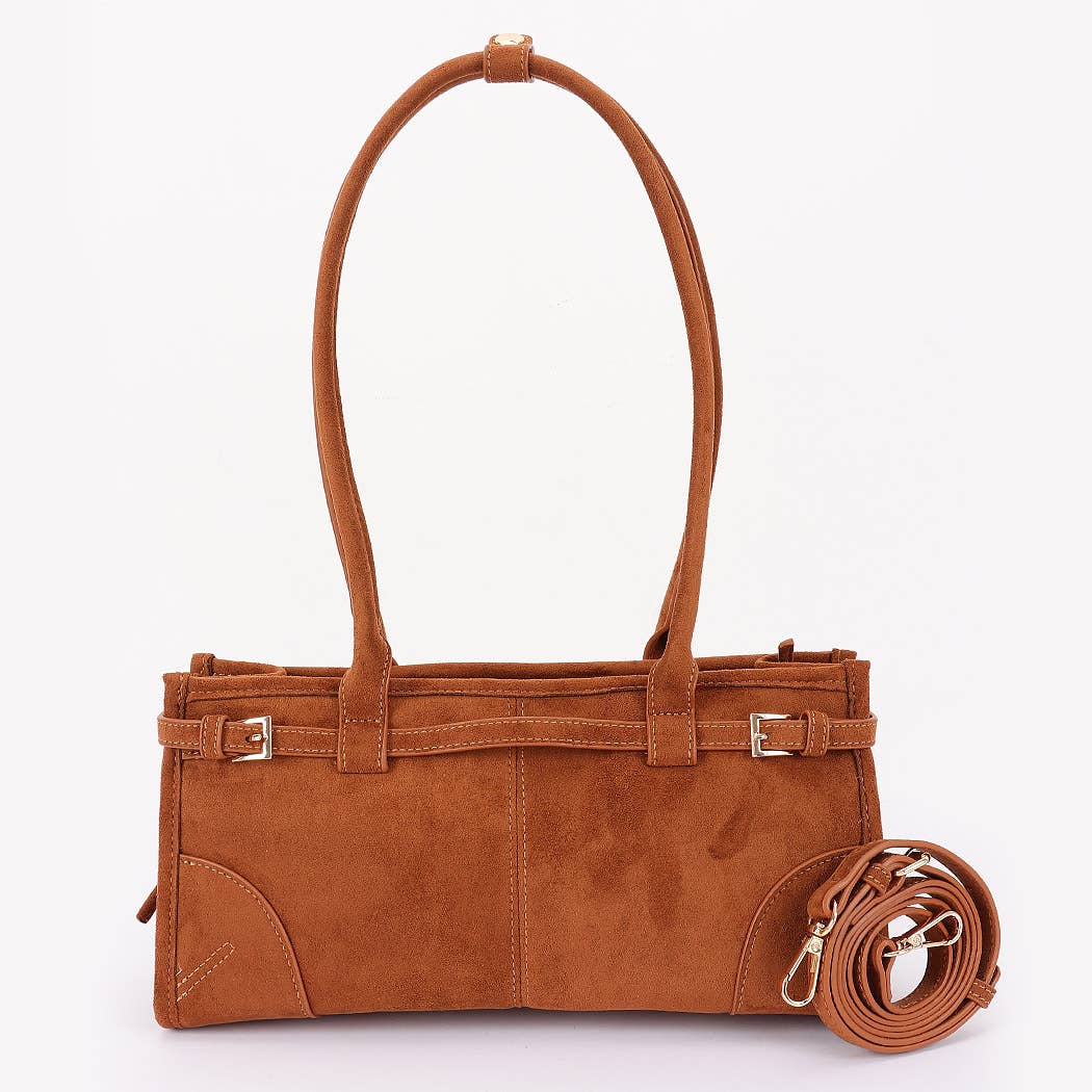 Suede Shoulder Bag with Straps: CM-Hand In Pocket
