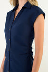 THML Leena Ruched Dress - Navy-Hand In Pocket