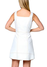 Ciebon Alanni Scalloped Front Mini Dress- White-Hand In Pocket