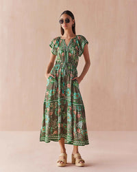 Omika Cora Midi Dress- Kala Kelp