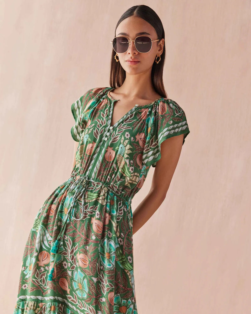 Omika Cora Midi Dress- Kala Kelp