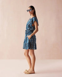 Omika Cora Mini Dress- Indigo-Hand In Pocket