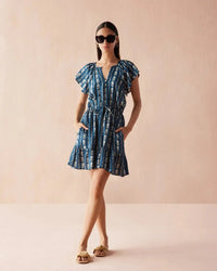 Omika Cora Mini Dress- Indigo-Hand In Pocket