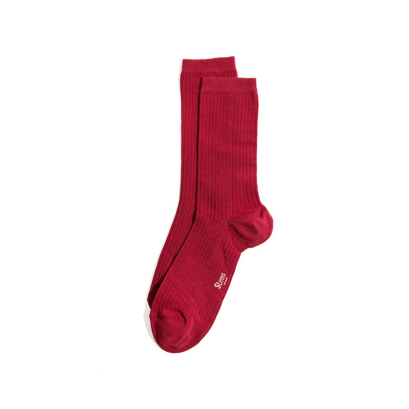 Cotton Cashmere Socks: Red / One Size - Womens-Hand In Pocket