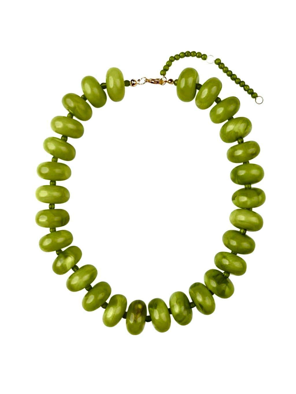 Bailey Chunky Beaded Necklace - Chartreuse-Hand In Pocket