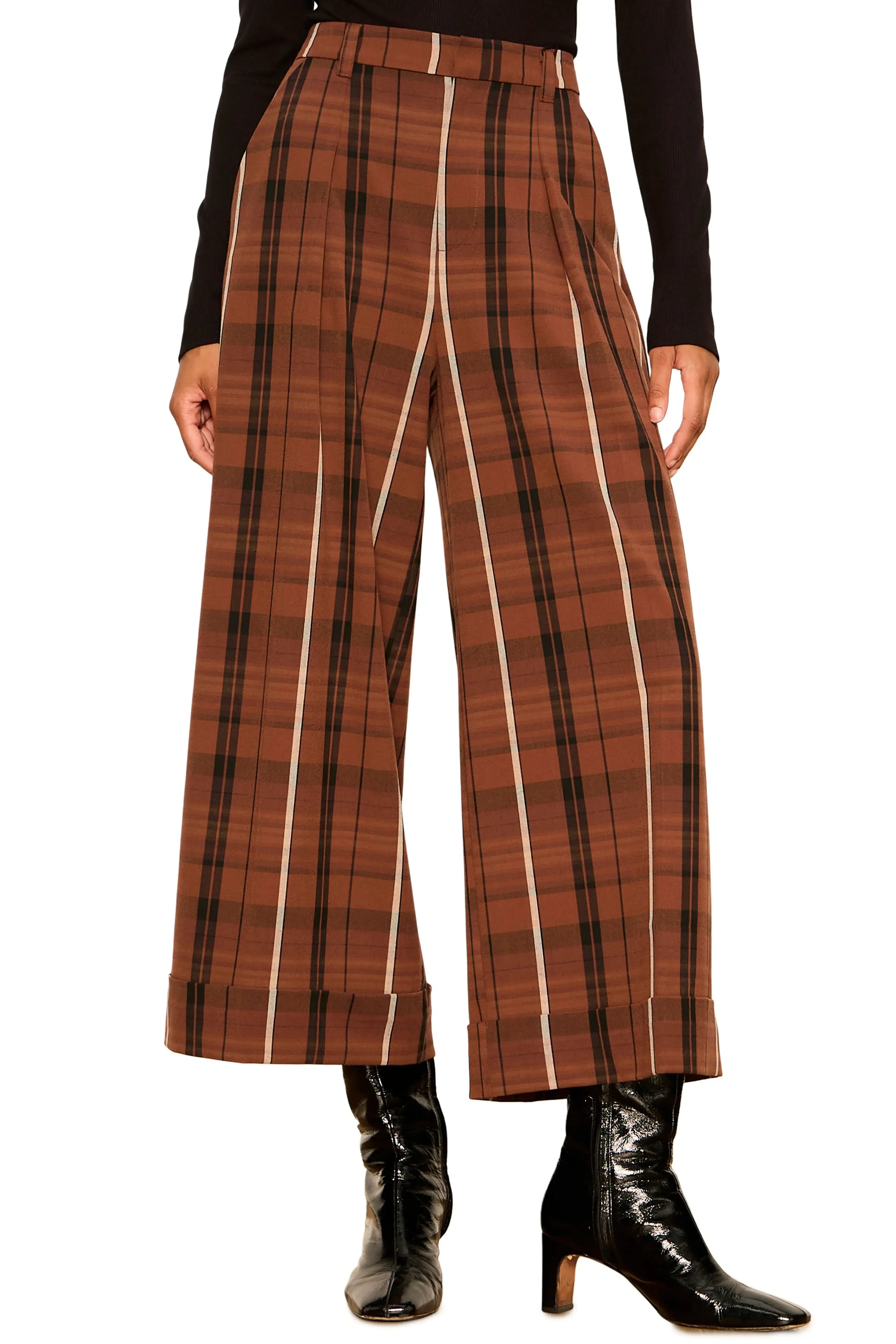 Sanctuary Terrace Pant - Elder Plaid-Hand In Pocket