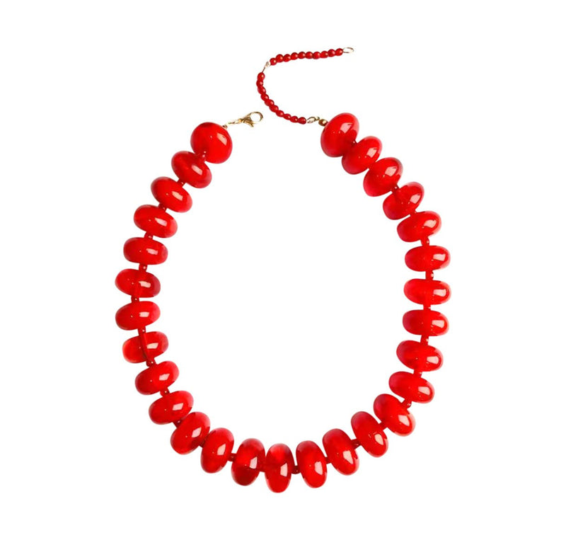 Bailey Chunky Beaded Necklace- Red-Hand In Pocket