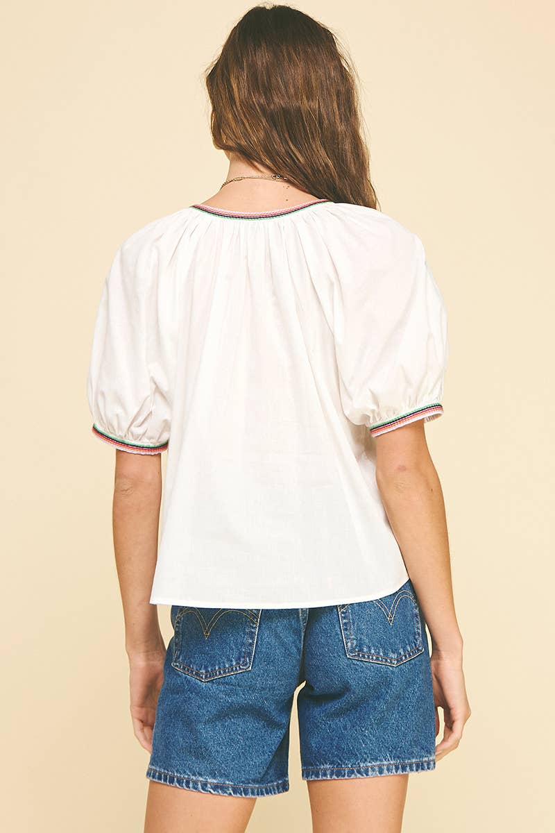Tash stitched detailed blouse-Hand In Pocket