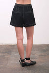 Farrah Pleated Shorts- Black-Hand In Pocket