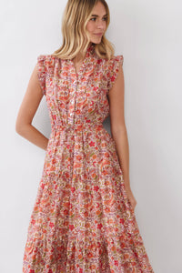Eden Tiered Maxi Dress - Red Multi