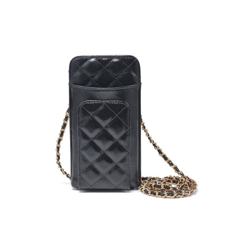 Brianna Cell Phone Crossbody - Polished Black-Hand In Pocket