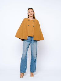 Ciebon Fanny Poncho Jacket - Brown-Hand In Pocket