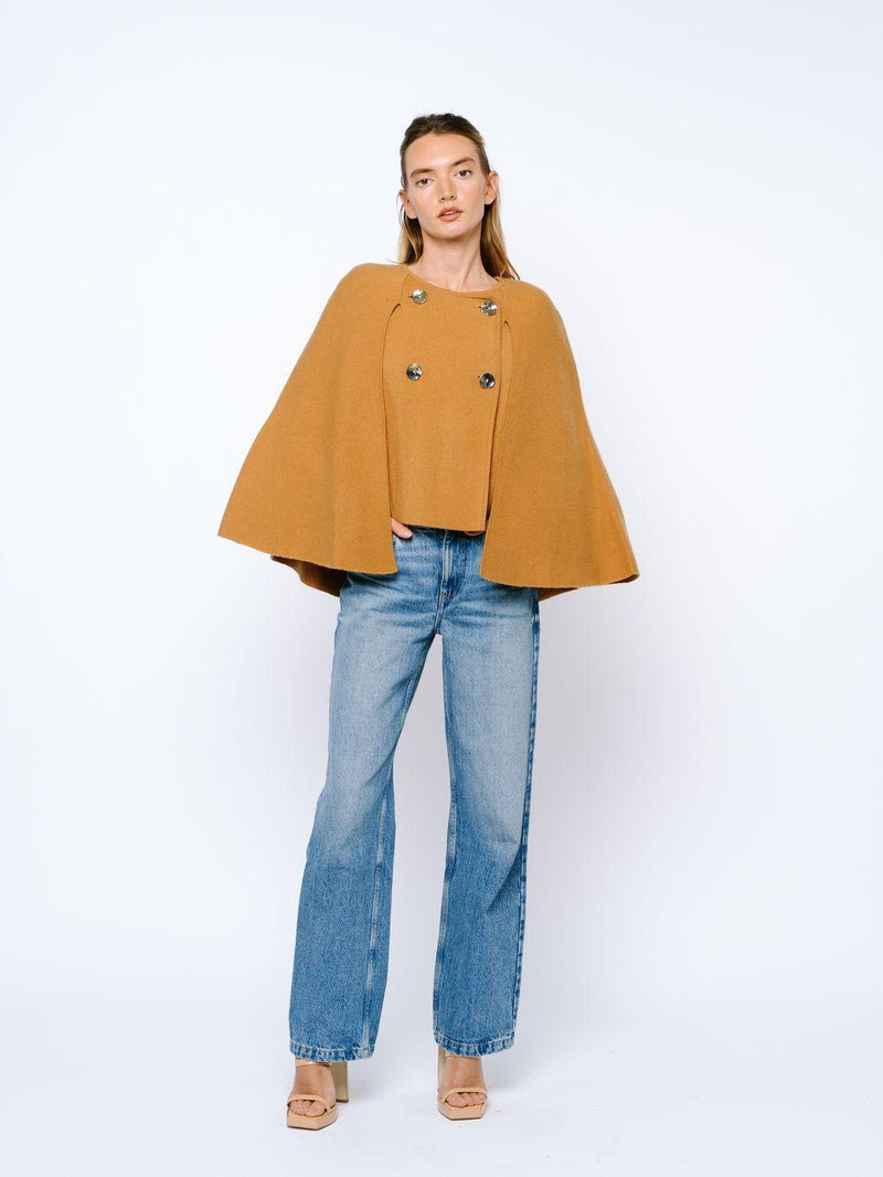 Ciebon Fanny Poncho Jacket - Brown-Hand In Pocket