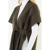 THML Casey Knitted Cardigan - Olive-Hand In Pocket