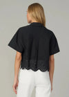 Joe's Jeans Eyelet Short Sleeve Top- Black-Hand In Pocket