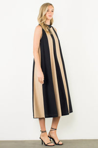 THML Melody Colorblock Halter Dress - BK-Hand In Pocket