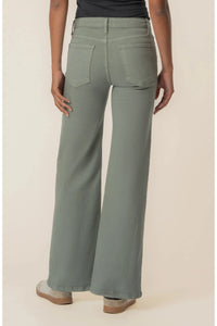 KUT Maya High Rise Fab Ab Wide Leg Regular Hem - Sea Star Teal-Hand In Pocket