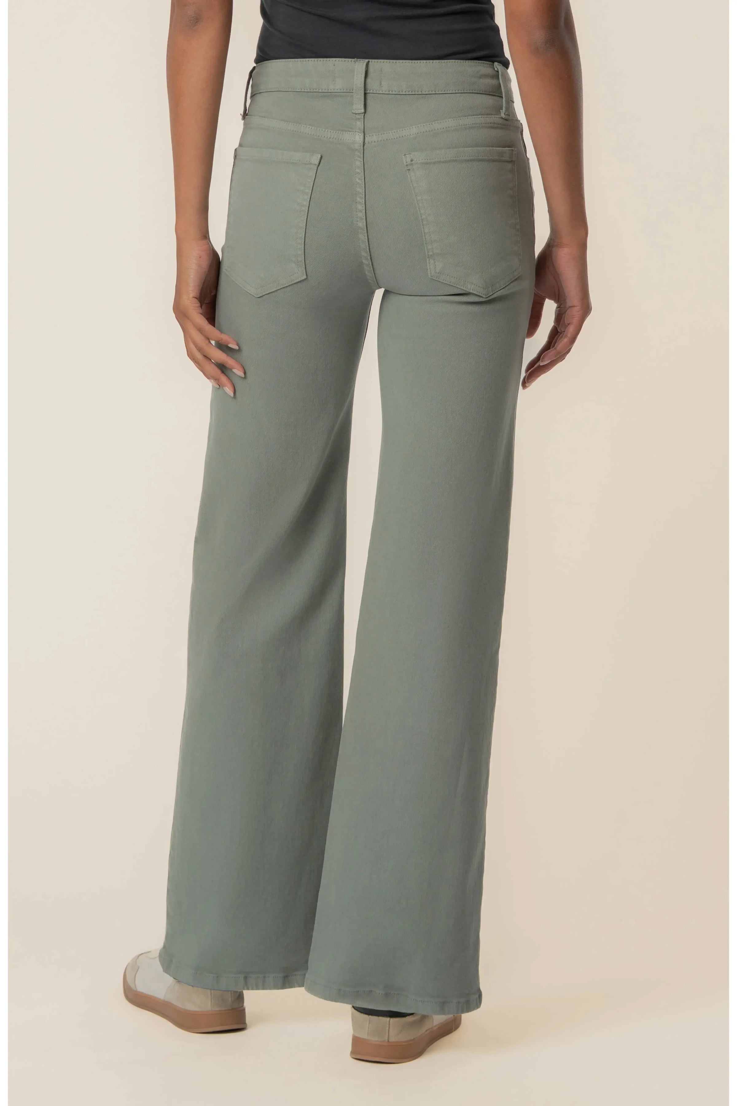 KUT Maya High Rise Fab Ab Wide Leg Regular Hem - Sea Star Teal-Hand In Pocket