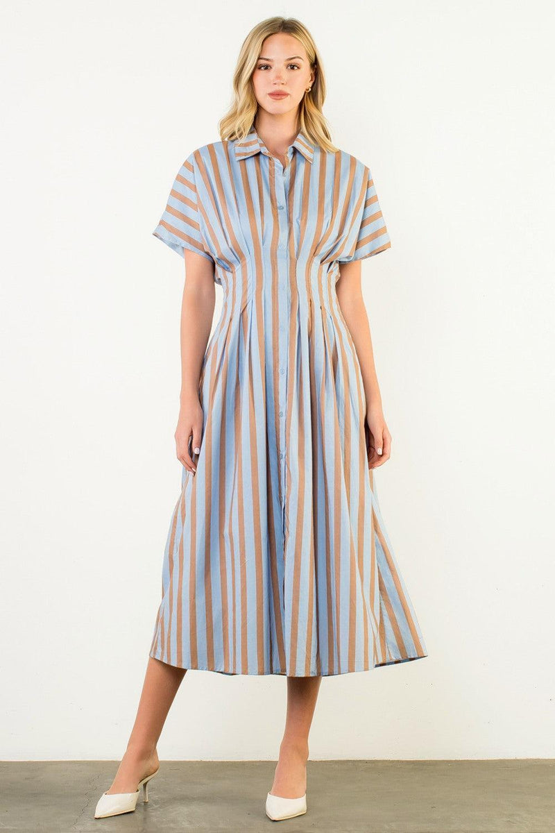 THML Cora Striped Maxi Dress- Blue-Hand In Pocket
