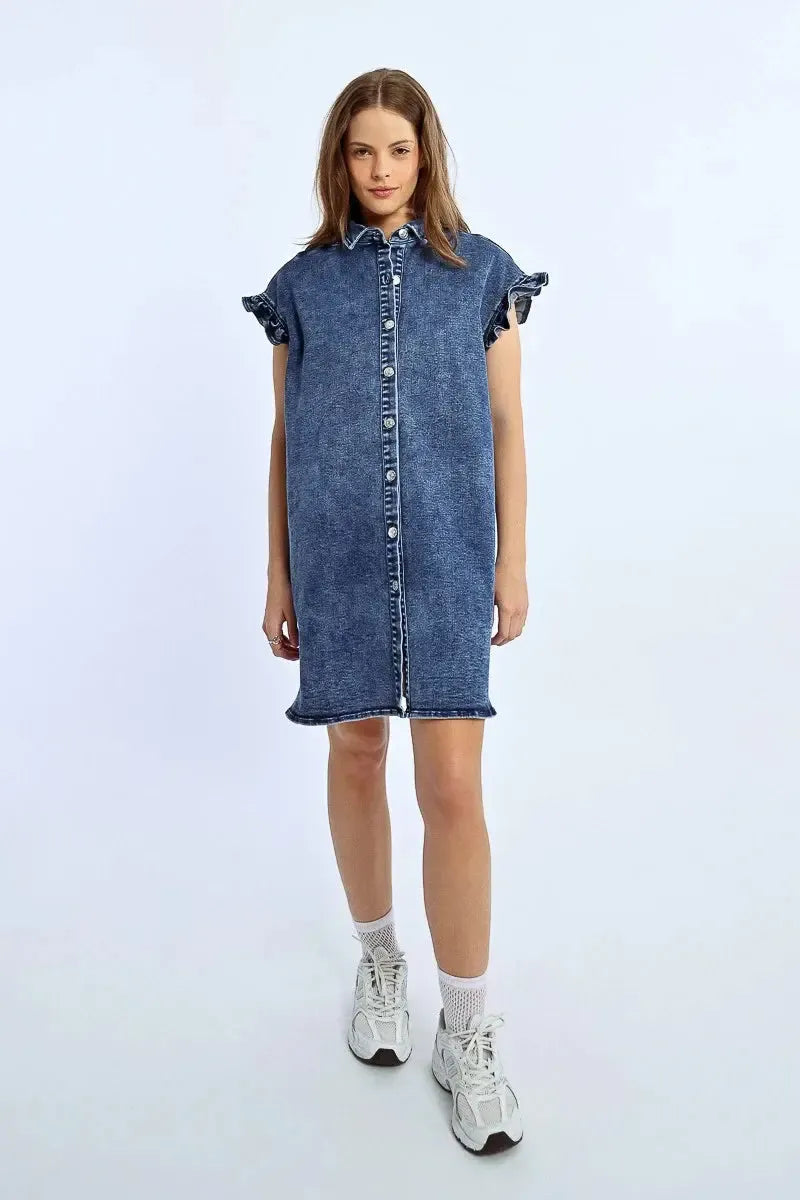 Molly Bracken Donna Dress- Denim Blue-Hand In Pocket