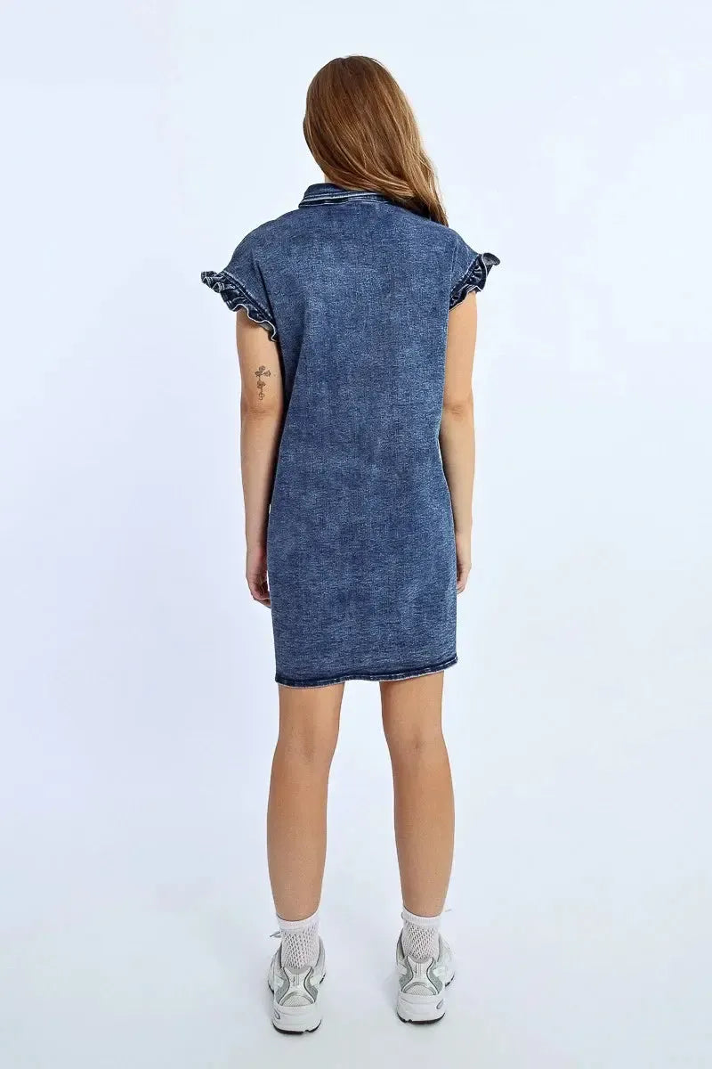Molly Bracken Donna Dress- Denim Blue-Hand In Pocket