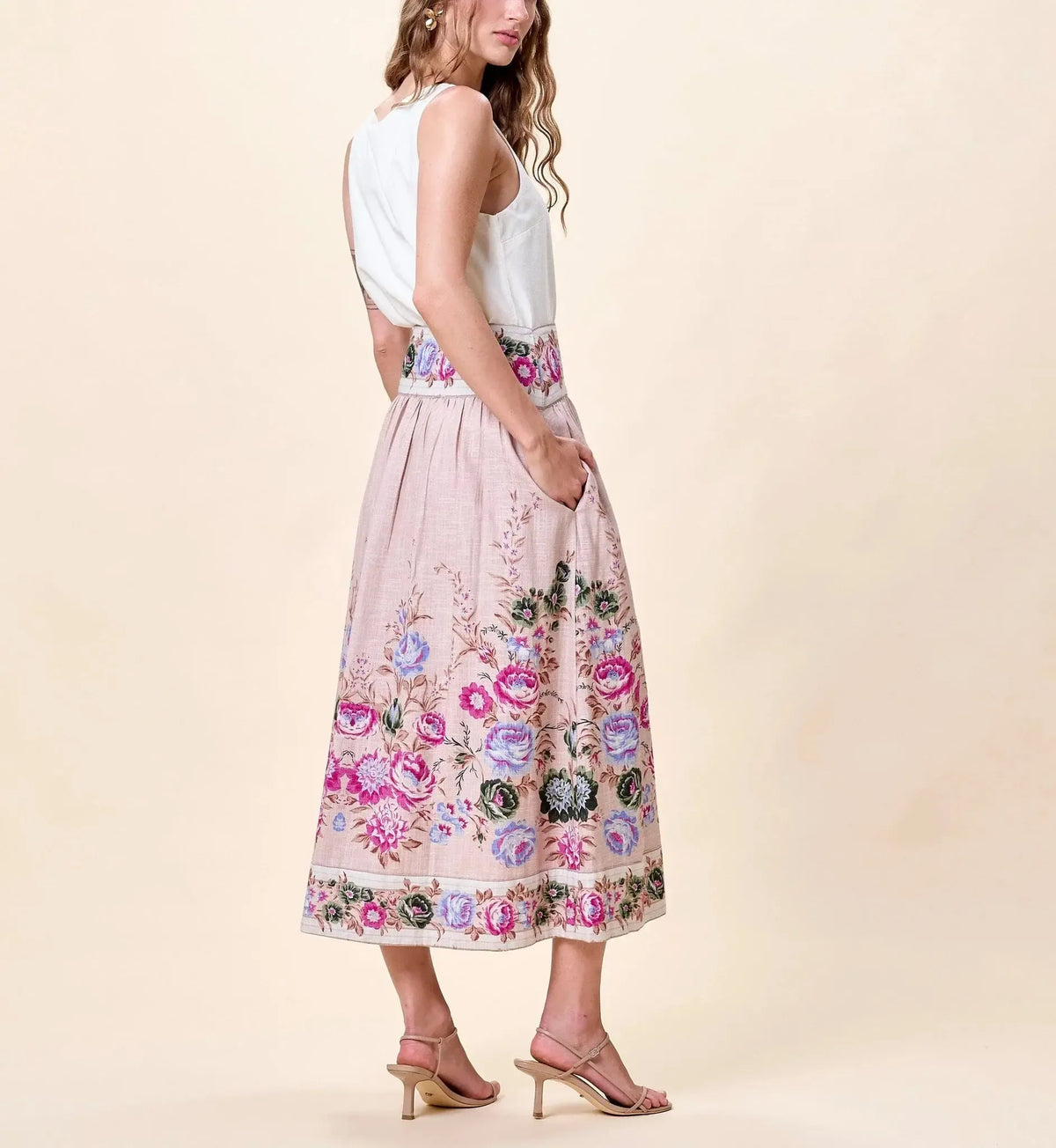 Cleobella Doreen Midi Skirt- Silva Print-Hand In Pocket