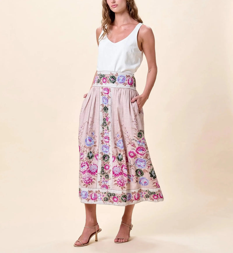 Cleobella Doreen Midi Skirt- Silva Print-Hand In Pocket