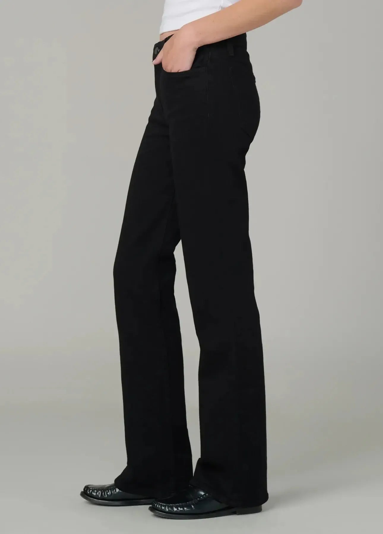 Joe's Jeans The Provocateur Petite Bootcut- Black-Hand In Pocket